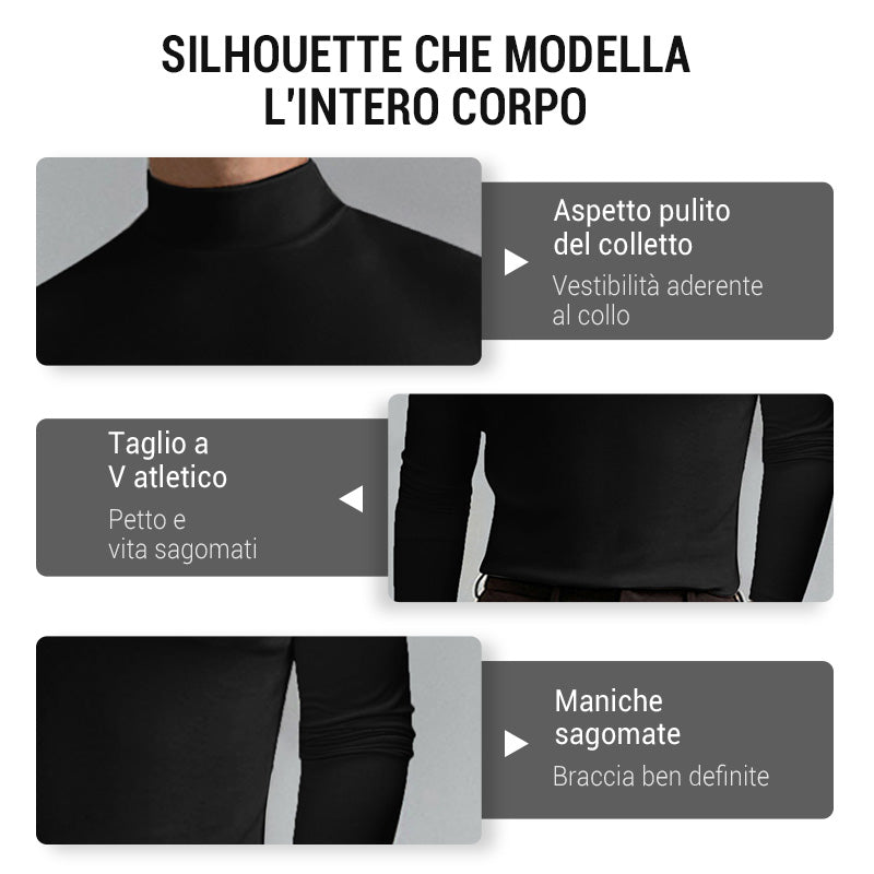 T-shirt a maniche lunghe slim fit a collo alto da uomo