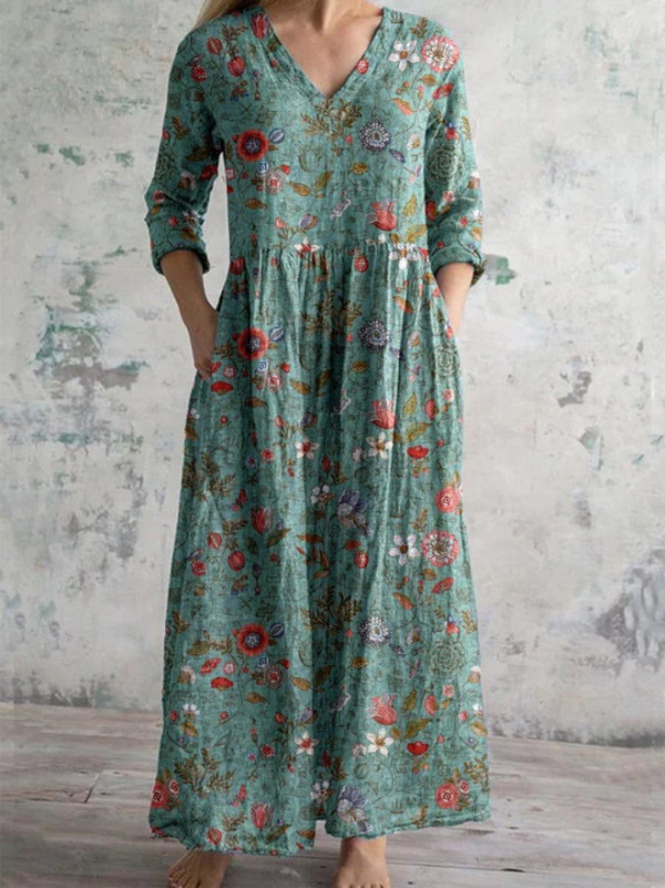 Maxi jurk met vintage bloemenprint