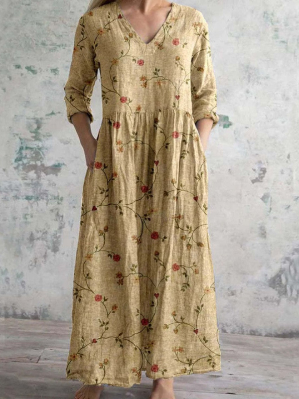 Maxi jurk met vintage bloemenprint