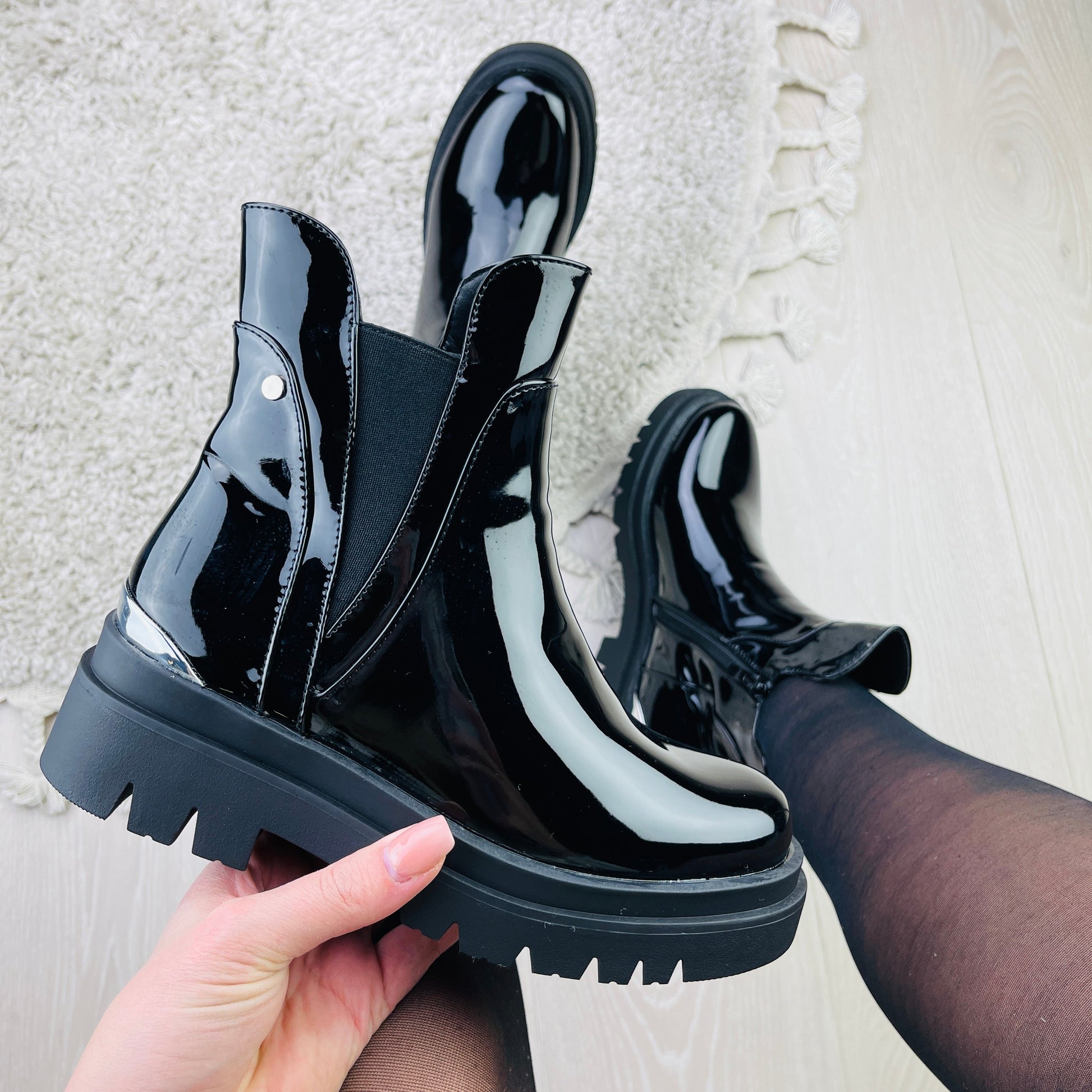 Xanne Lak Zwarte Boots