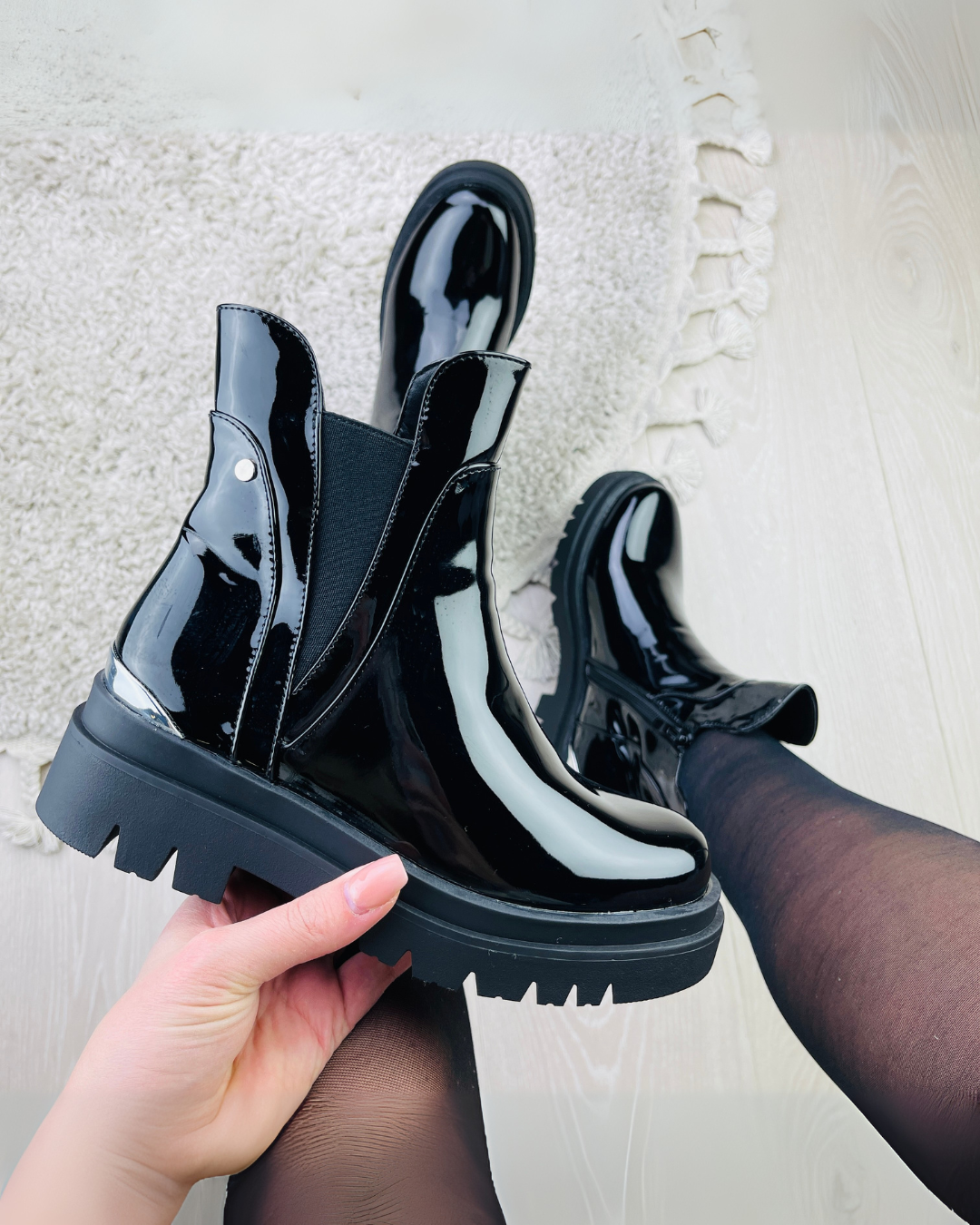 Xanne Lak Zwarte Boots